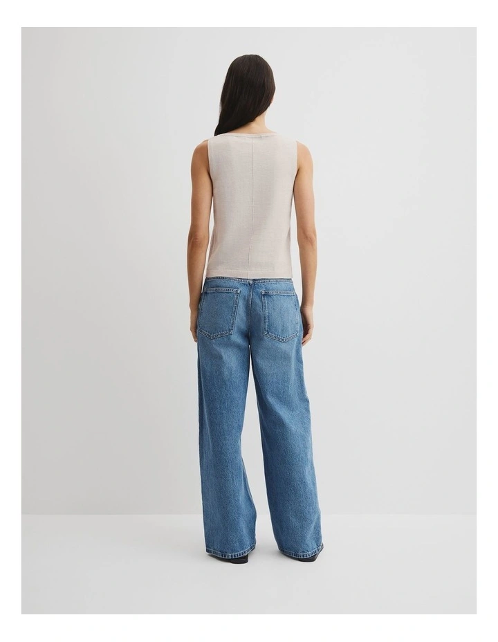 Organically Grown Cotton Linen Blend Tank in Tahini image 4