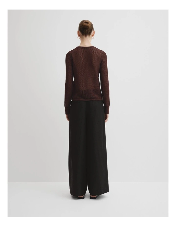 Micro Crochet Knit Cardigan in Espresso image 4