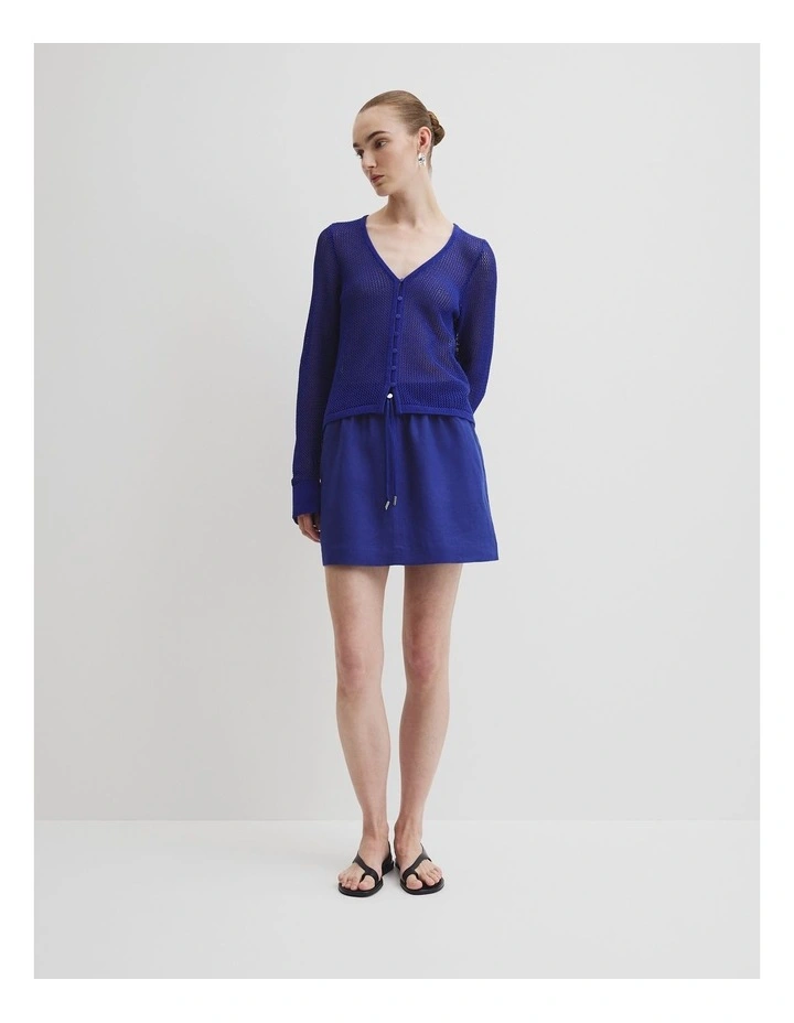 Micro Crochet Knit Cardigan in Ultra Blue image 3