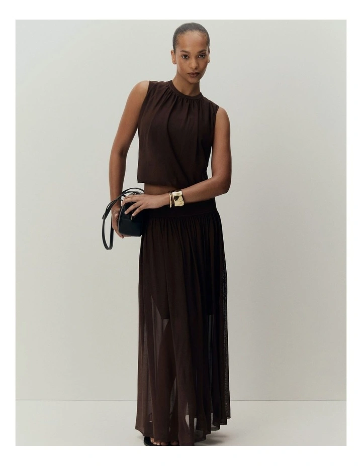 Gauze Knit Top in Espresso image 2