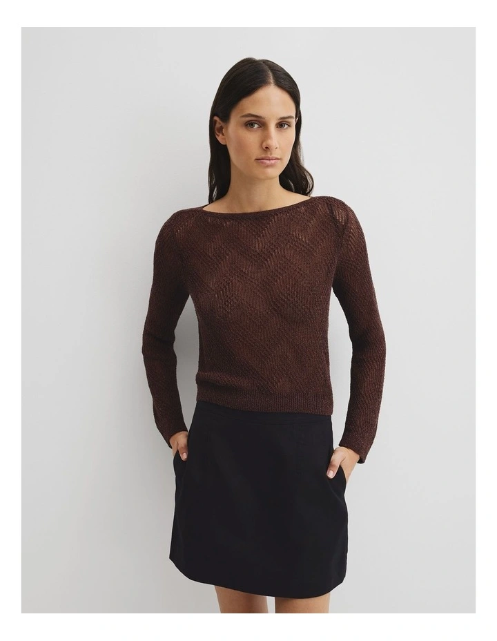 Asymmetrical Cord Lace Knit in Espresso image 3
