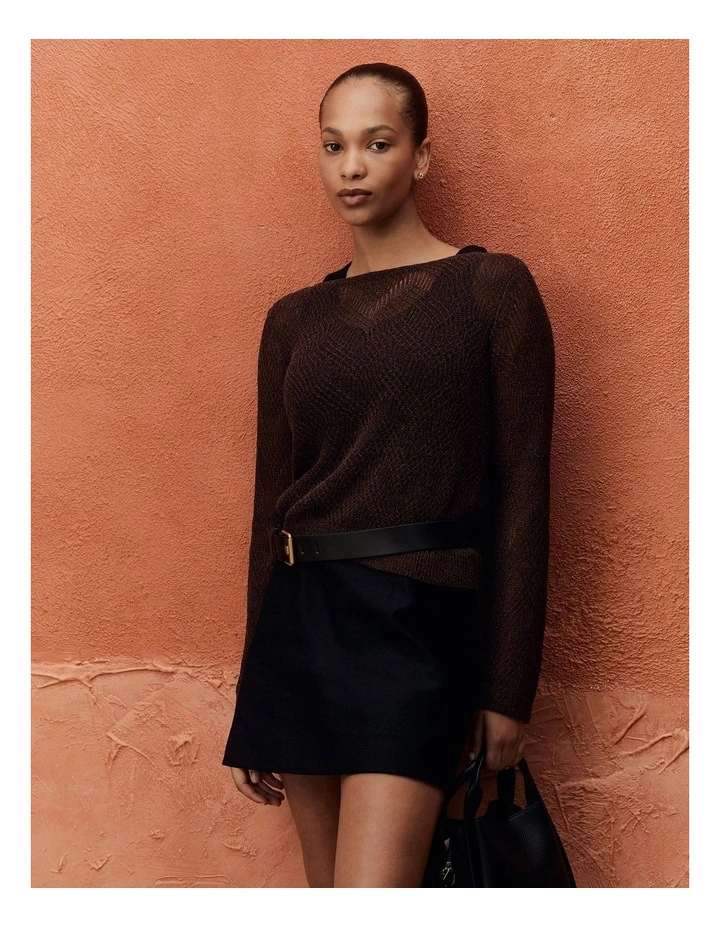 Asymmetrical Cord Lace Knit in Espresso image 4