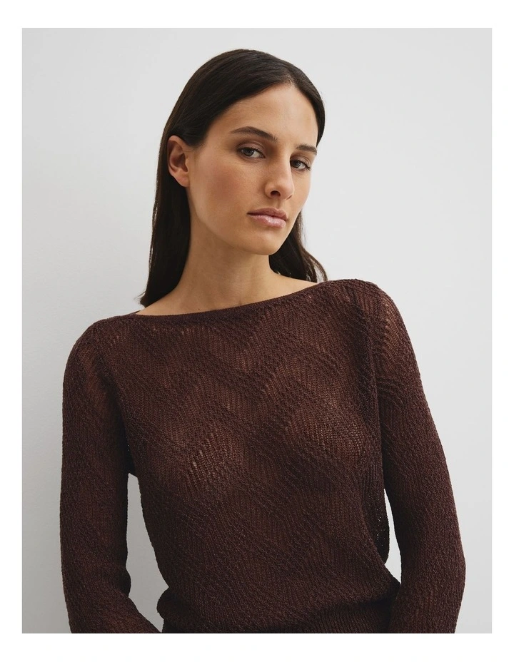 Asymmetrical Cord Lace Knit in Espresso image 5