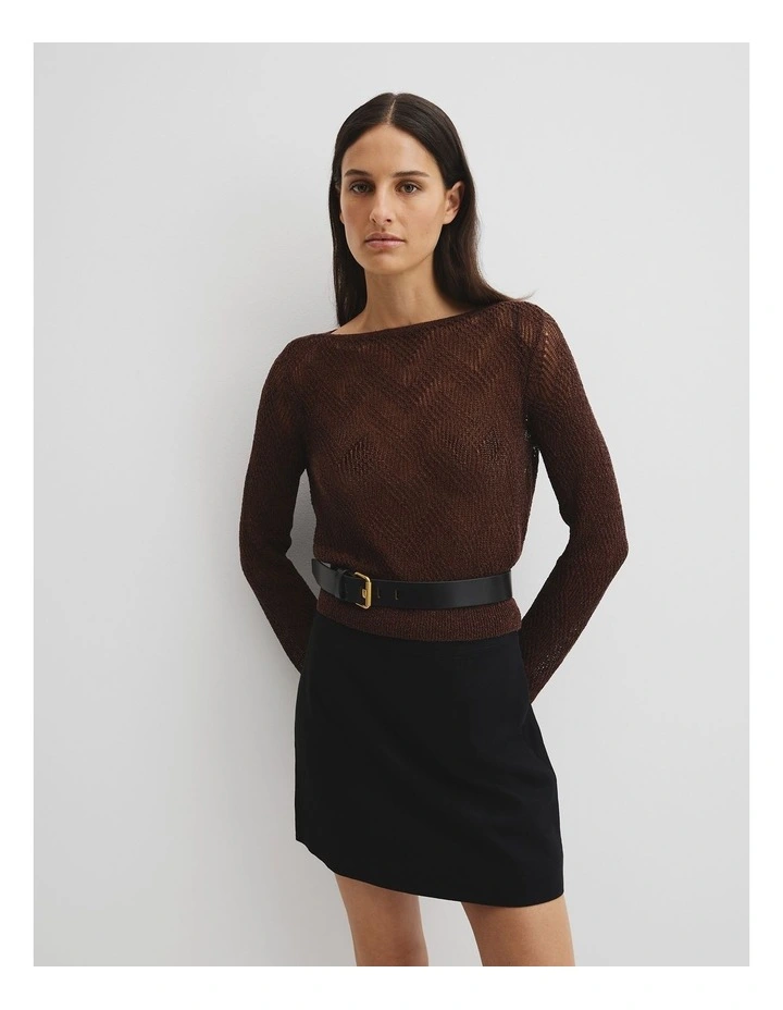 Asymmetrical Cord Lace Knit in Espresso image 6