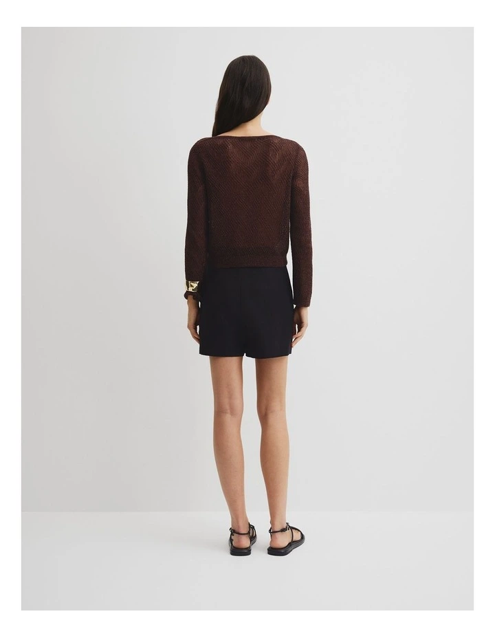 Asymmetrical Cord Lace Knit in Espresso image 7