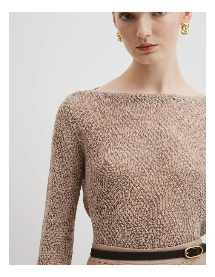 Asymmetrical Cord Lace Knit in Tapioca image 2