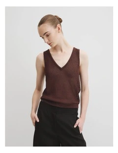 Micro Crochet Knit Tank in Espresso