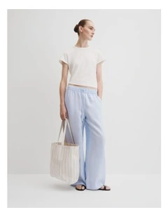 Organically Grown Linen Pull-on Pant in Chambray Blue