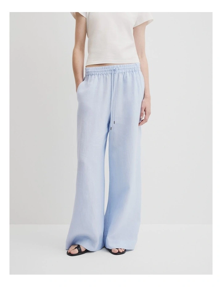 Organically Grown Linen Pull-on Pant in Chambray Blue image 2