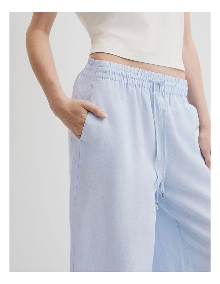 Organically Grown Linen Pull-on Pant in Chambray Blue image 3