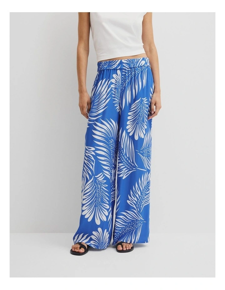 Print Pull On Cupro Pant in Feather Palm Print image 2