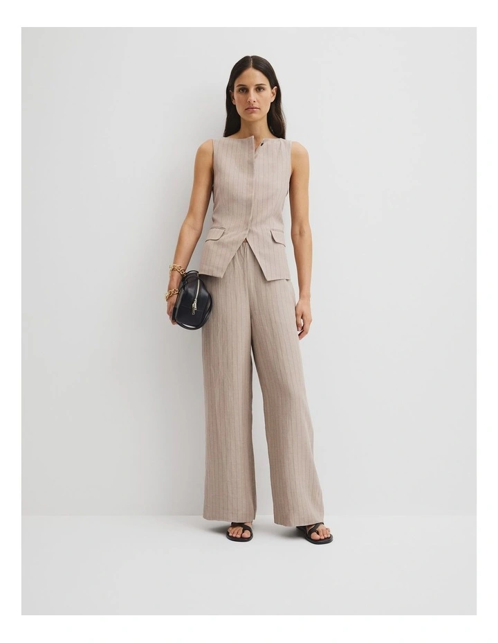 Gathered Stripe Pant in Tapioca Stripe image 1