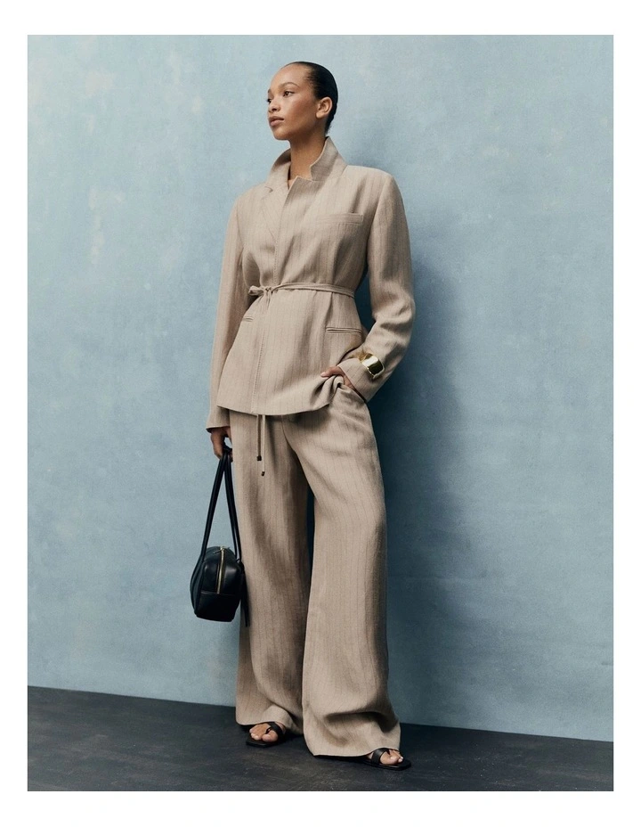 Gathered Stripe Pant in Tapioca Stripe image 2