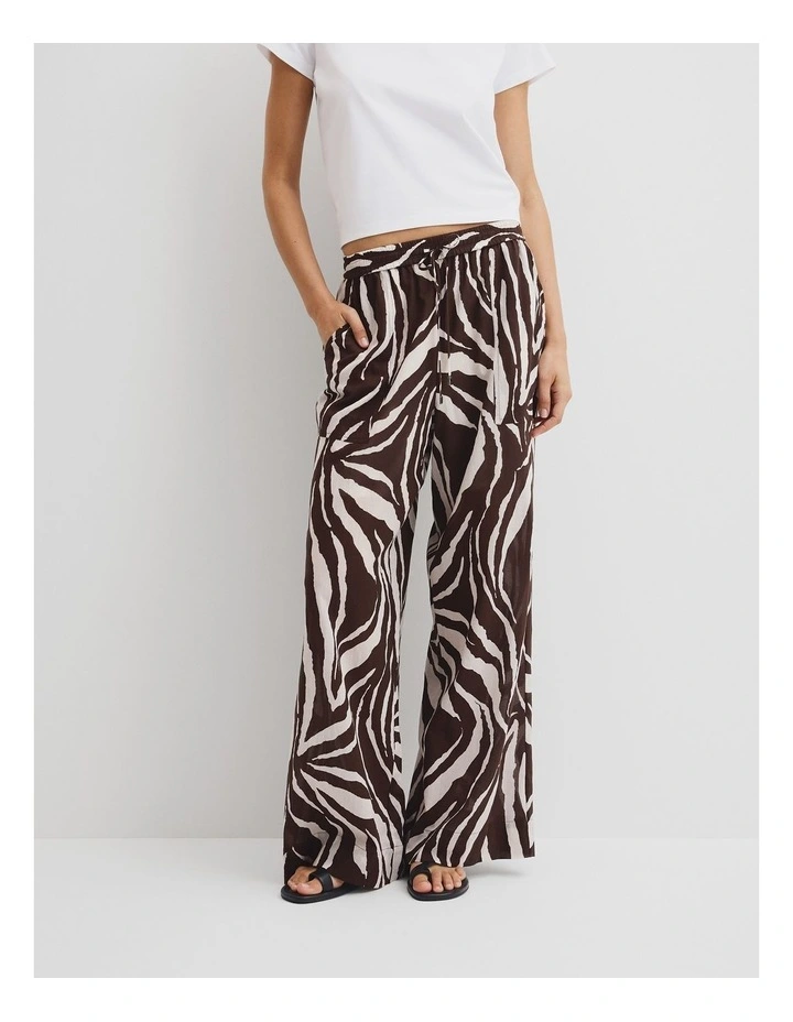 Print Pull On Pant in Mocha Animal image 2
