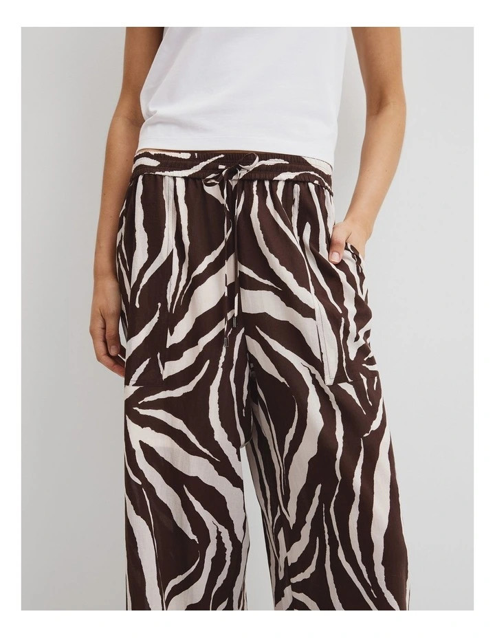 Print Pull On Pant in Mocha Animal image 3