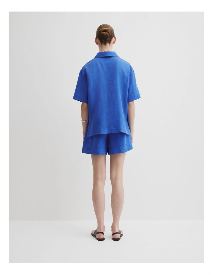 Organically Grown Linen Short Sleeve Shirt in Riviera Blue image 4