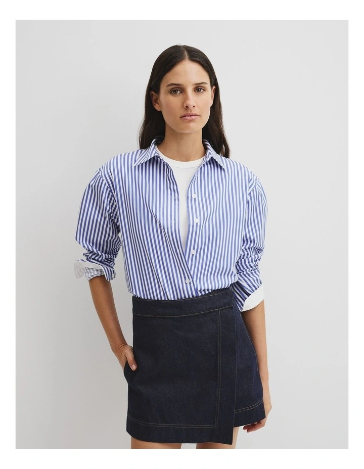 Australian Cotton Stripe Oxford Shirt in Blue Stripe image 1