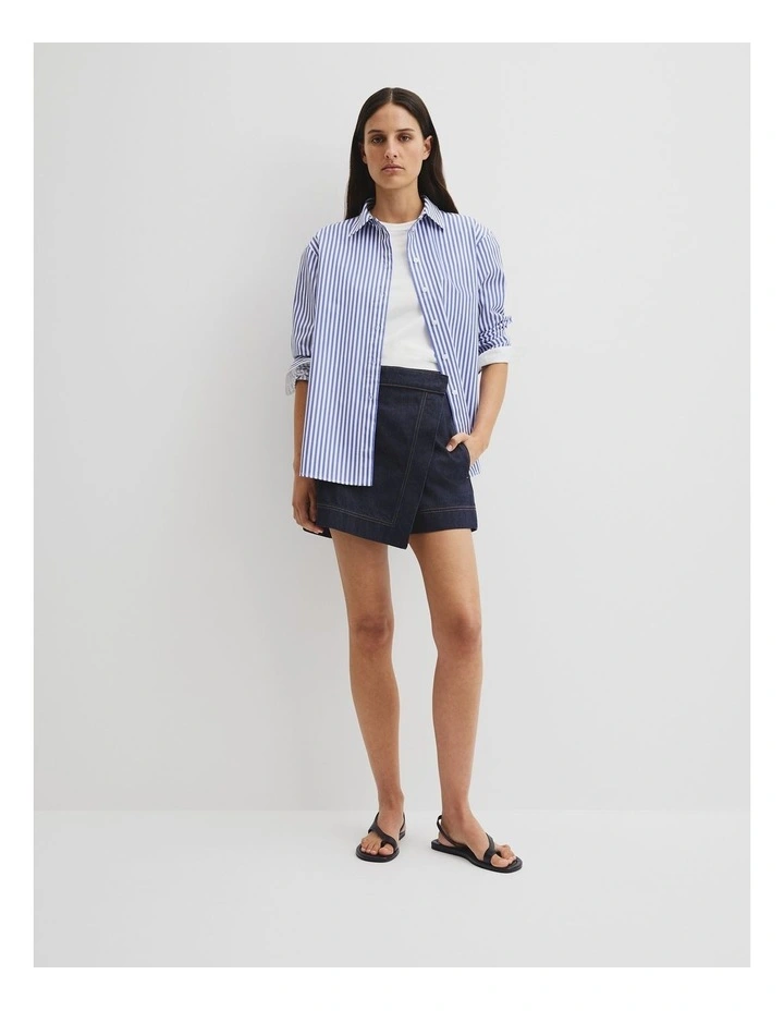 Australian Cotton Stripe Oxford Shirt in Blue Stripe image 3