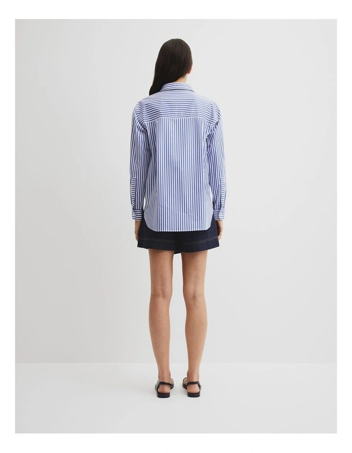 Australian Cotton Stripe Oxford Shirt in Blue Stripe image 4