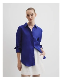 Organically Grown Linen Shirt in Ultra Blue