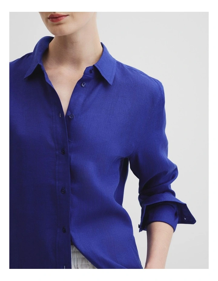 Organically Grown Linen Shirt in Ultra Blue image 2