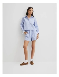 Crop Stripe Shirt in Blue Stripe