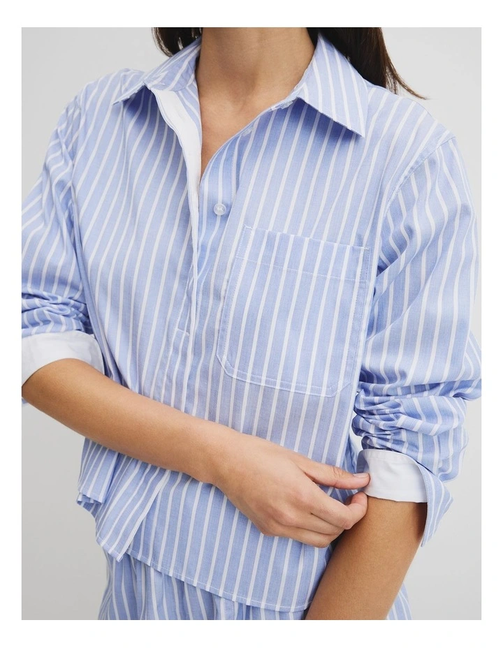 Crop Stripe Shirt in Blue Stripe image 4