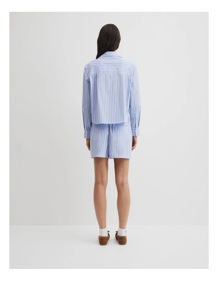 Crop Stripe Shirt in Blue Stripe image 5