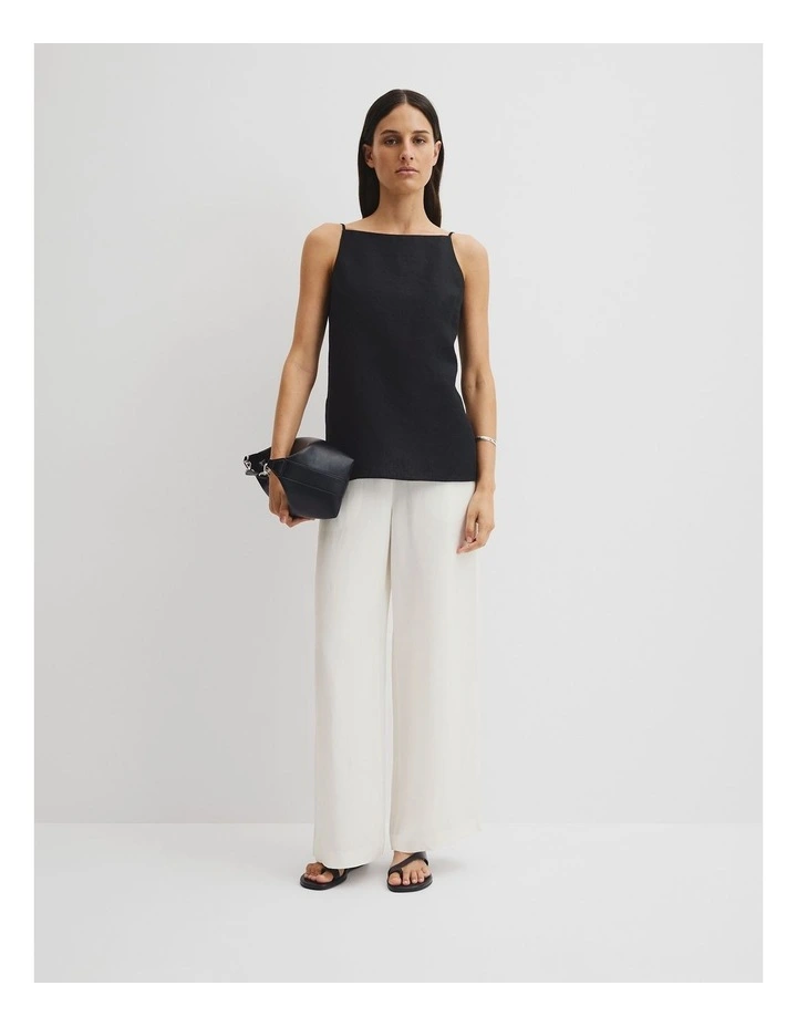 Organically Grown Linen Longline Cami in Black image 3