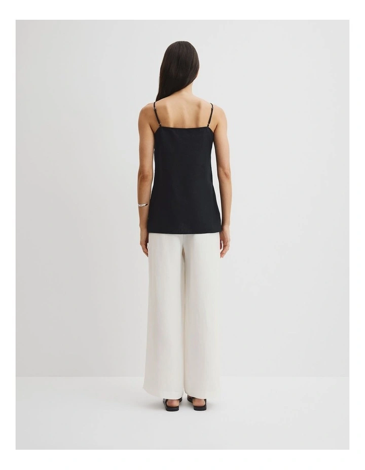 Organically Grown Linen Longline Cami in Black image 4