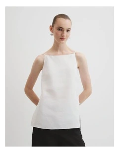 Organically Grown Linen Longline Cami in White