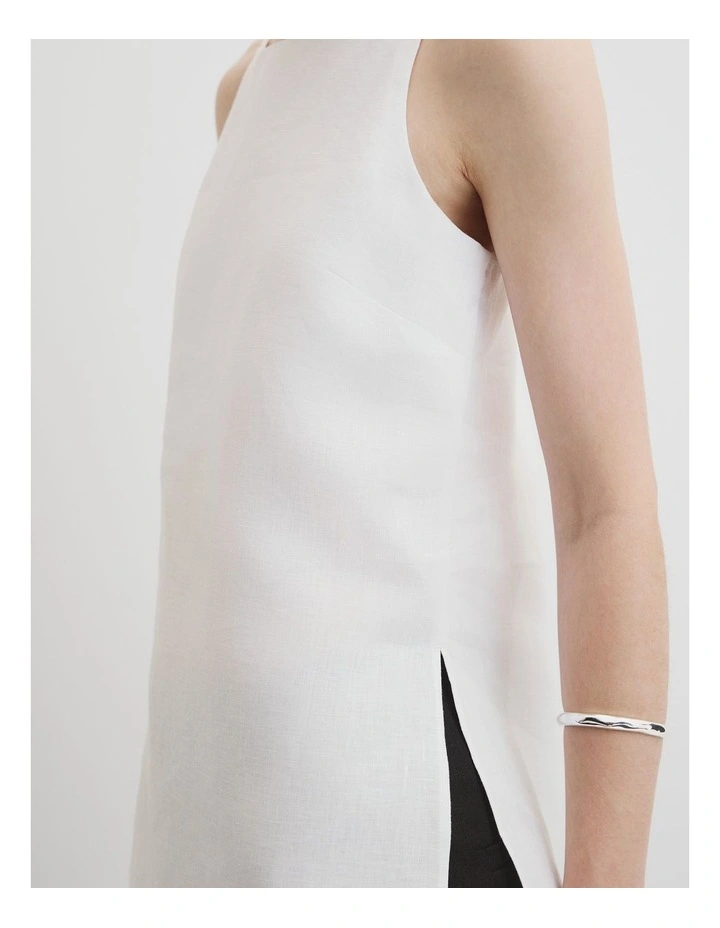 Organically Grown Linen Longline Cami in White image 2