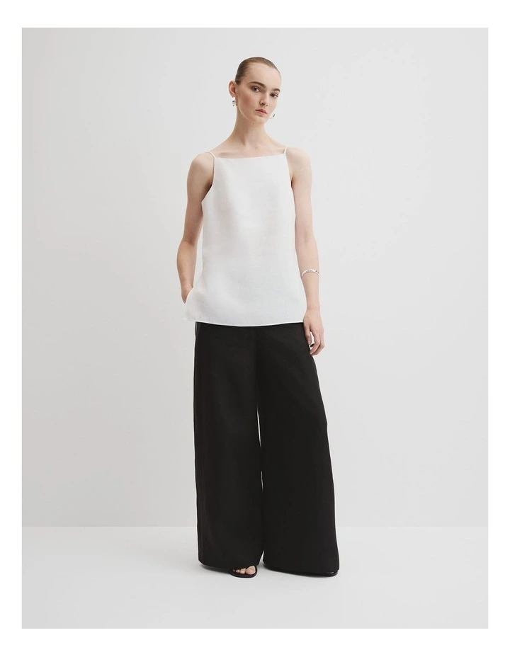 Organically Grown Linen Longline Cami in White image 3