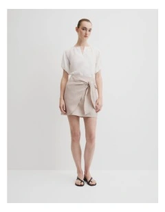 Organically Grown Linen Puff Sleeve Top in White