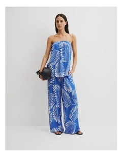 Print Cupro Bandeau in Feather Palm Print