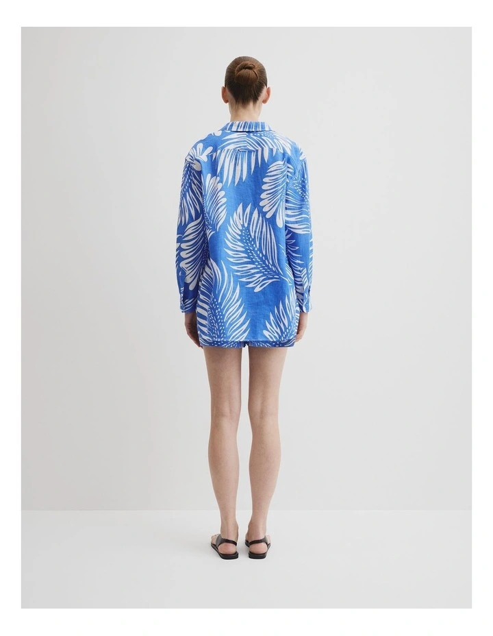 Print Linen Popover Shirt in Feather Palm Print image 4
