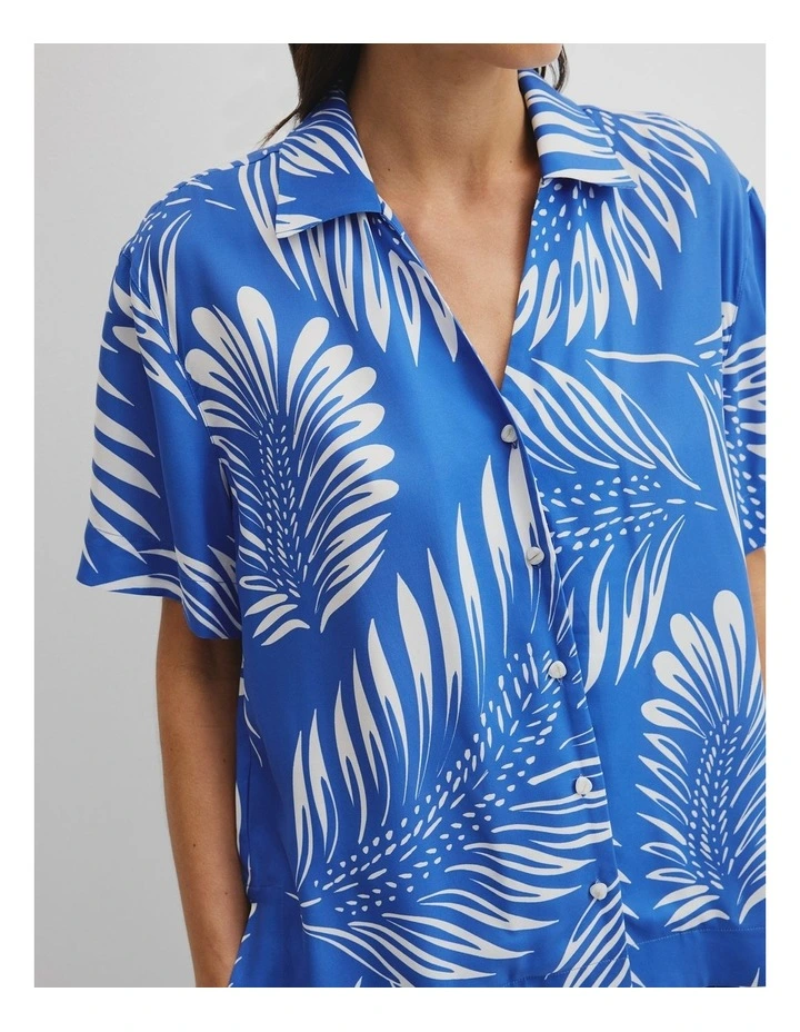 Print Short Sleeve Cupro Straight in Feather Palm Print image 2