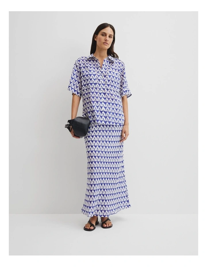 Print Utility Shirt in Ultra Blue Batik Geo image 1