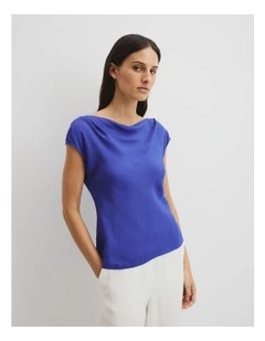 Crinkle Bias Top in Ultra Blue