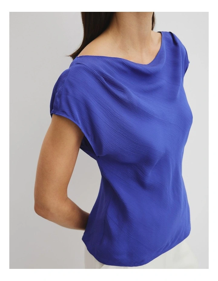 Crinkle Bias Top in Ultra Blue image 2