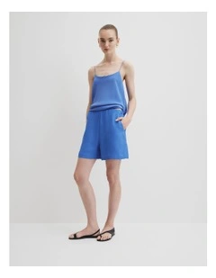 Gathered Short in Riviera Blue