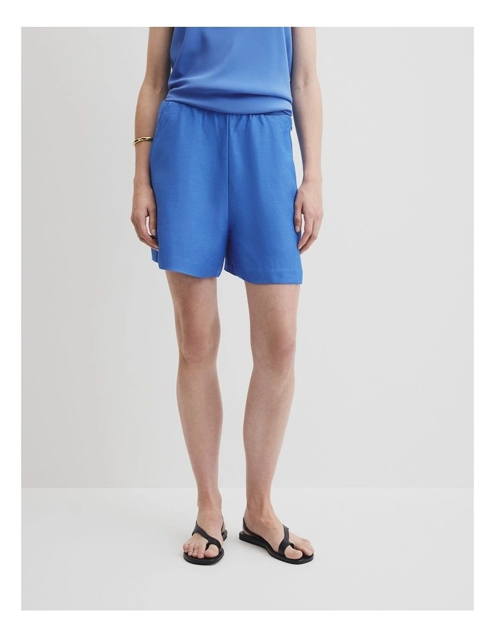 Gathered Short in Riviera Blue image 3