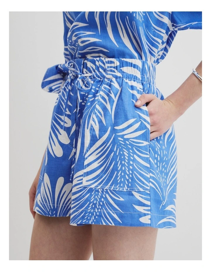 Tie Detail Linen Pant in Feather Palm Print image 3