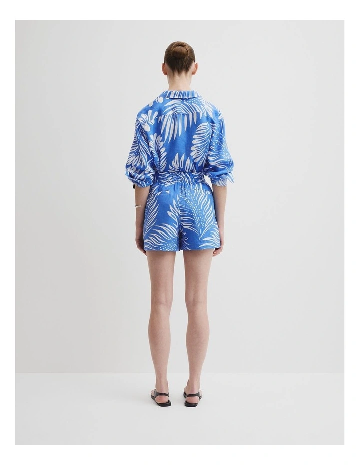 Tie Detail Linen Pant in Feather Palm Print image 4