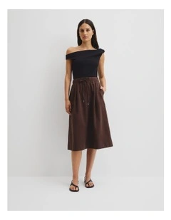 Organically Grown Cotton Pull-on Skirt in Espresso