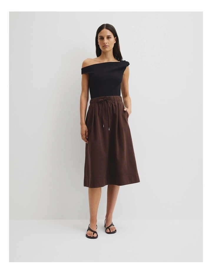 Organically Grown Cotton Pull-on Skirt in Espresso image 1