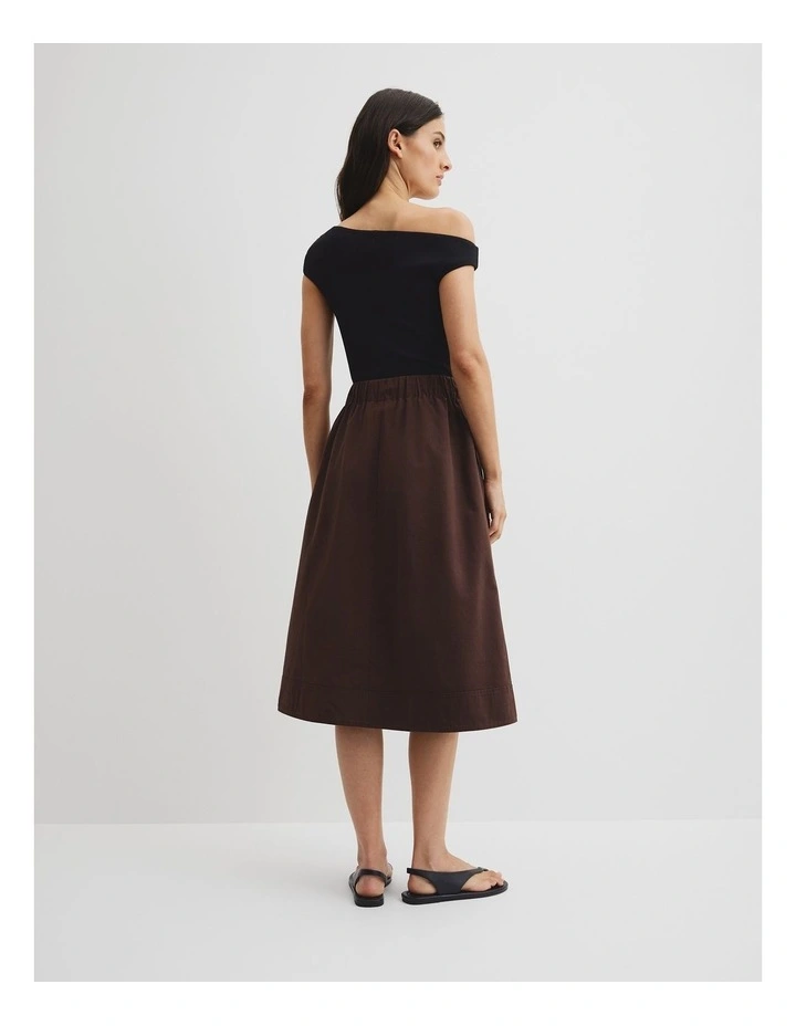 Organically Grown Cotton Pull-on Skirt in Espresso image 4