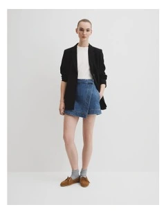 Denim Skort in Mid Blue Wash