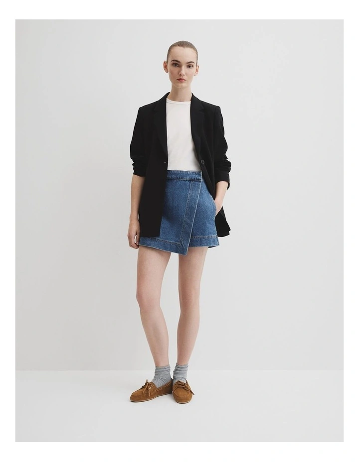 Denim Skort in Mid Blue Wash image 1