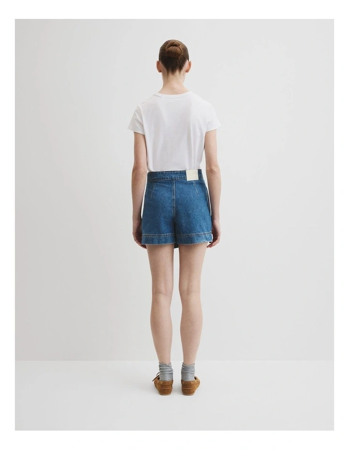 Denim Skort in Mid Blue Wash image 4